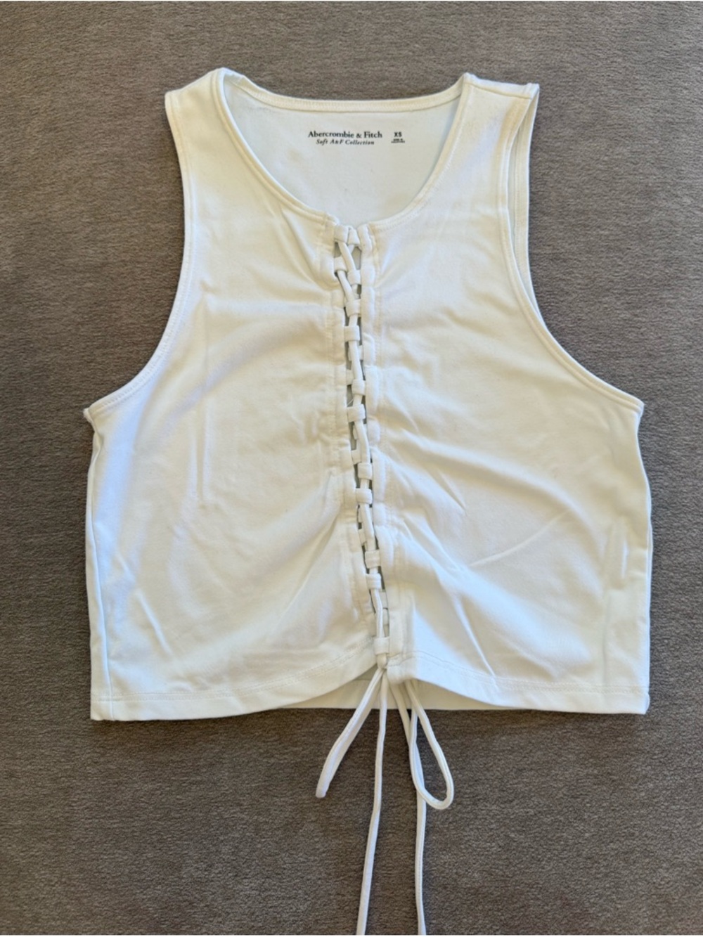 Abercrombie & Fitch White Lace-Up Ribbed Tank